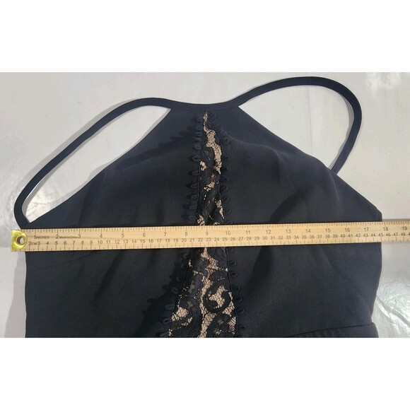 NEW Zara Woman Black Bell Bottom Jumpsuit Lace Insert Size L Spaghetti Straps - Picture 10 of 15